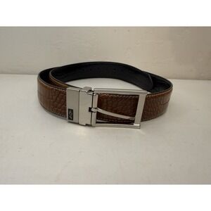Greg Norman crocodile embossed genuine leather Belt Reversible‎ Black  Brown 38"